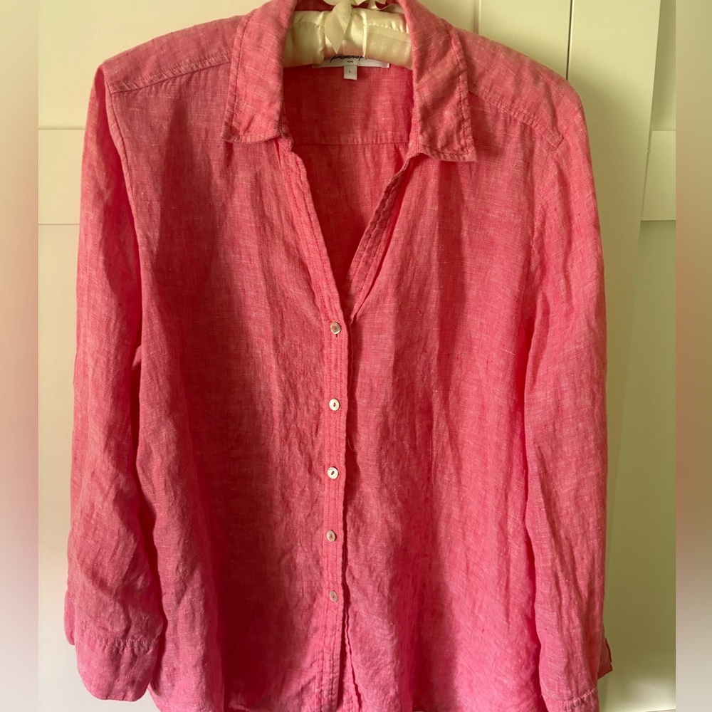 Classic Pink Button-Down Linen Shirt